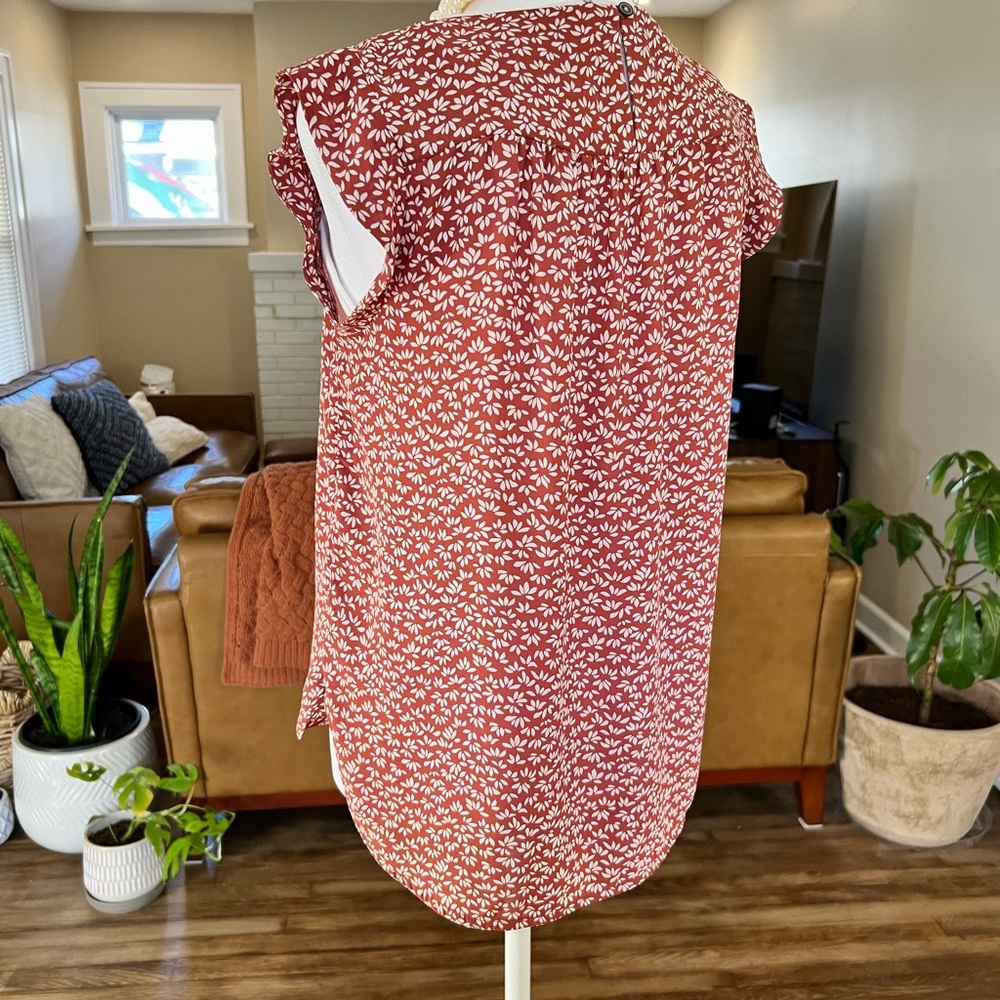 LOFT Terracotta Leaf Print Blouse - Picture 4 of 10